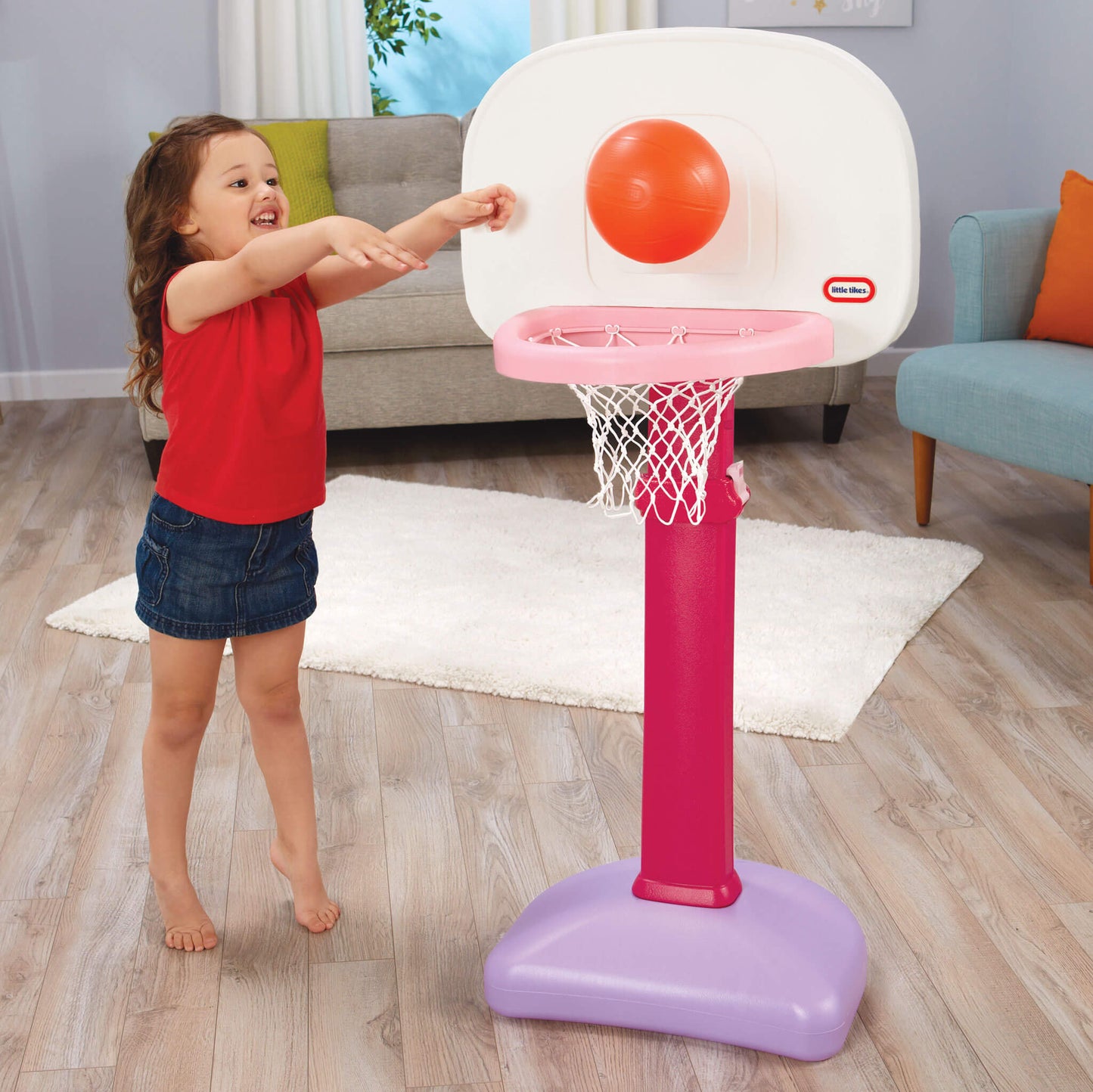 TotSports Easy Score Pink Basketball Set with 3 Basketballs