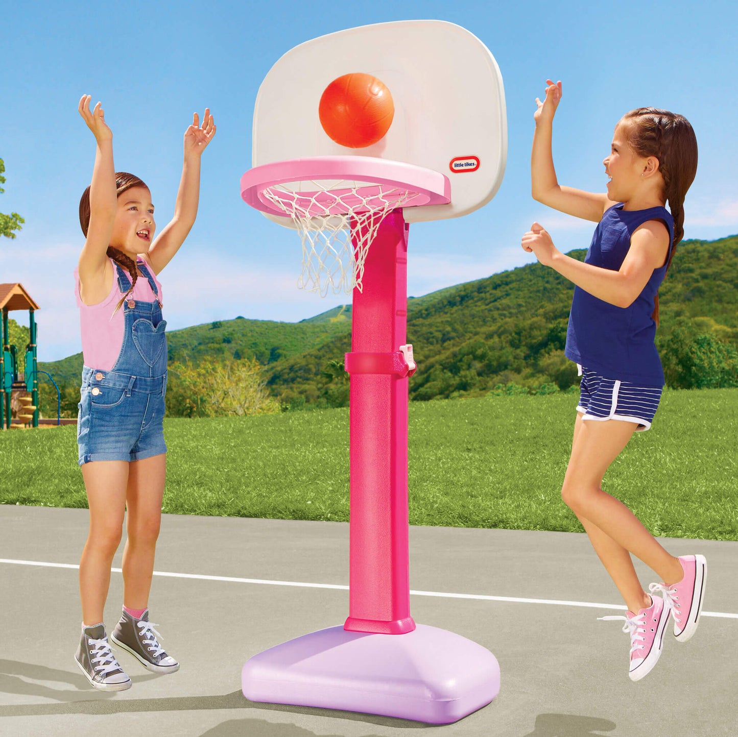 TotSports Easy Score Pink Basketball Set with 3 Basketballs