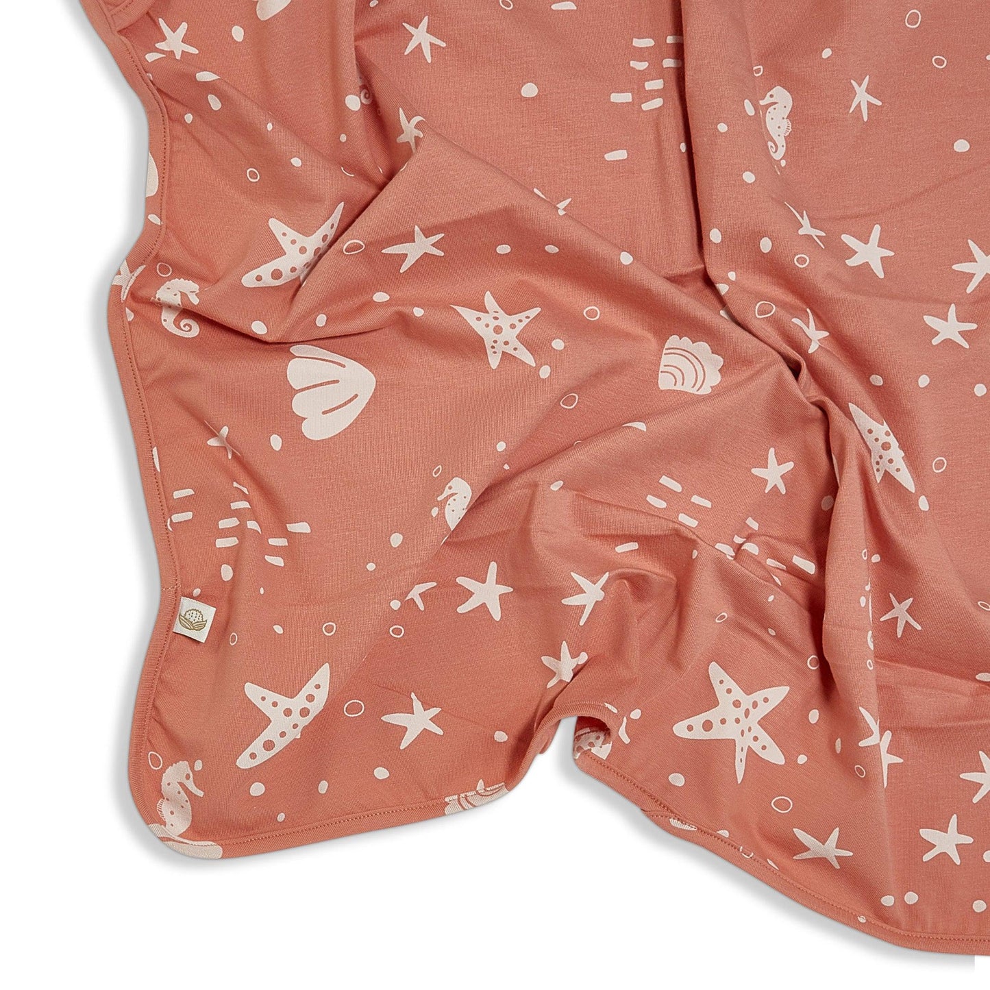 RETIRED - Organic Print Receiving Blanket - Coral Rose Seashells
