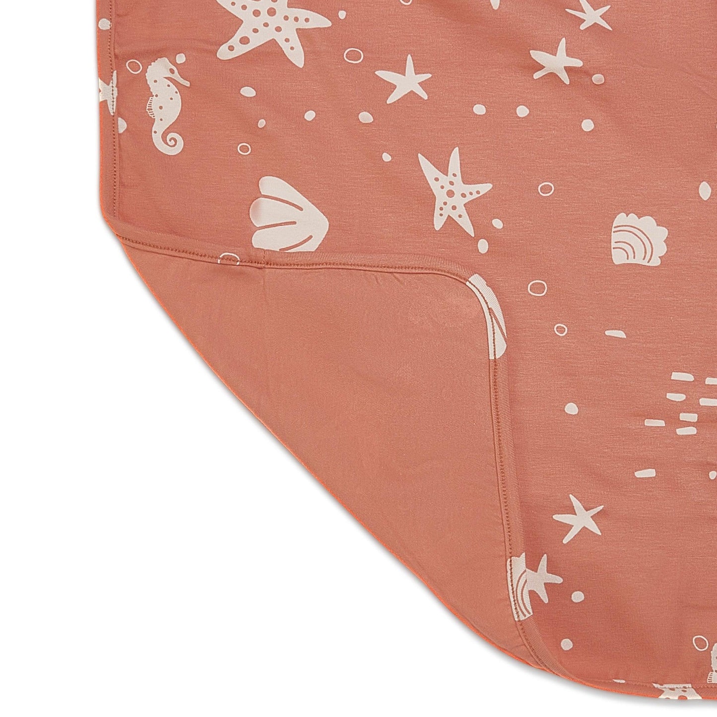 RETIRED - Organic Print Receiving Blanket - Coral Rose Seashells