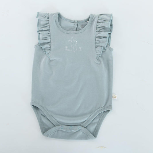 RETIRED - Organic Frilly Bunsuit - Bay Blue